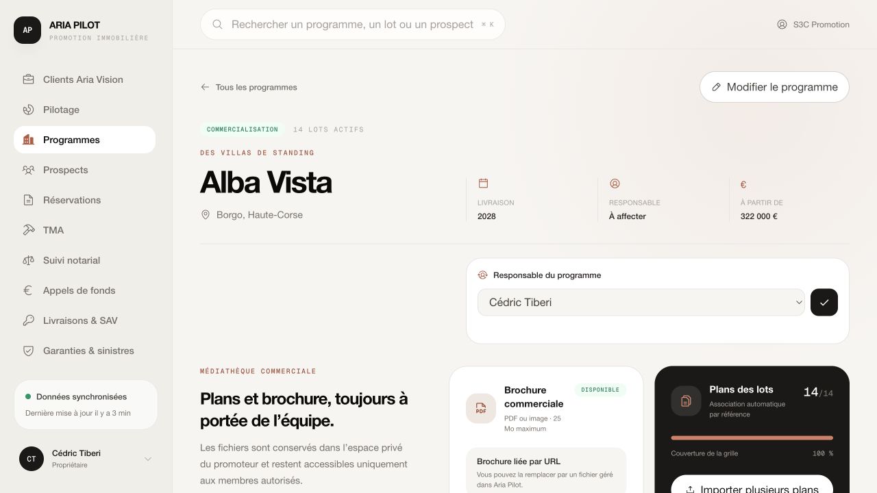 Gestion d’un programme et de ses documents dans Aria Pilot